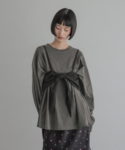 LOWRYS FARM(ローリーズファーム)の「ピグメントロゴLS 1080412(Tシャツ/カットソー・レディース・チャコールグレー/アイボリー/ピンク・FREE)」の20枚目の写真