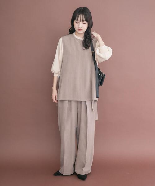 ITEMS URBANRESEARCH(アイテムズ アーバンリサーチ)の「ピンストライプベストパンツセット(セットアップ・レディース・ベージュ/チャコールグレー・FREE)」の21枚目の写真