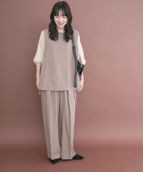 ITEMS URBANRESEARCH(アイテムズ アーバンリサーチ)の「ピンストライプベストパンツセット(セットアップ・レディース・ベージュ/チャコールグレー・FREE)」の22枚目の写真