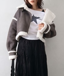 フェイクムートンクロップドジャケット