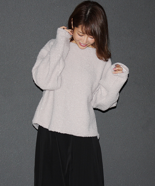 MICOAMERI（ミコアメリ）の「モコモコバックチュールプルオーバー（Tシャツ/カットソー・レディース・ホワイト/グレー/ブラック/ピンク・FREE）」の15枚目の写真