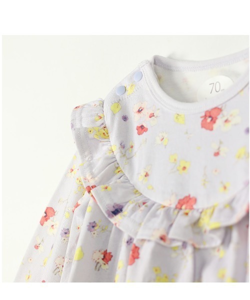 BRANSHES(ブランシェス)の「ボタニカル花柄ベビー長袖カバーオール(ロンパース・キッズ・アイボリー/ラベンダー・80cm/70cm)」の5枚目の写真