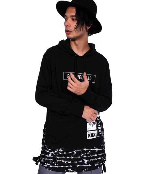 ８(eight)（エイト）の「ロゴ プルオーバー パーカー スウェット ロング丈 （パーカー・メンズ・ホワイト/ブラック・MEDIUM/LARGE）」の2枚目の写真