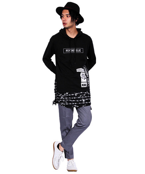 ８(eight)（エイト）の「ロゴ プルオーバー パーカー スウェット ロング丈 （パーカー・メンズ・ホワイト/ブラック・MEDIUM/LARGE）」の3枚目の写真