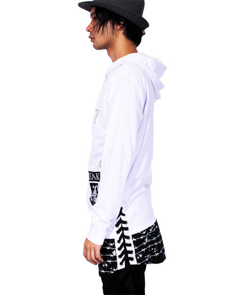 ８(eight)（エイト）の「ロゴ プルオーバー パーカー スウェット ロング丈 （パーカー・メンズ・ホワイト/ブラック・MEDIUM/LARGE）」の11枚目の写真