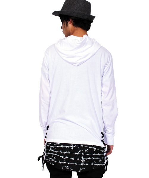 ８(eight)（エイト）の「ロゴ プルオーバー パーカー スウェット ロング丈 （パーカー・メンズ・ホワイト/ブラック・MEDIUM/LARGE）」の13枚目の写真