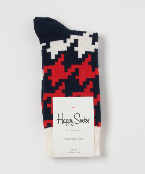 Happy Socks(ハッピーソックス)の「Happy Socks/ハッピーソックス DOGTOOTH/ドッグ トゥース(ソックス/靴下・メンズ・ホワイト/ライトブルー/ブルー/グレー・41/36)」の2枚目の写真