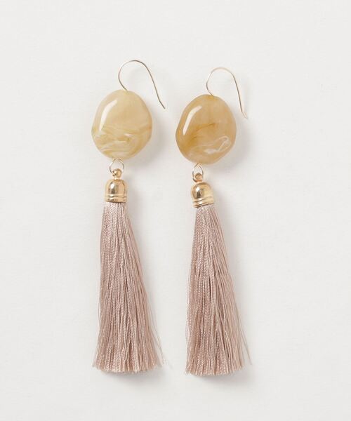 TONE SELECT GOODS(トーンセレクトグッズ)の「【glou】Fake Stone Long Tassel Pierce(ピアス(両耳用)・レディース・ブラウン/グレー/レッド/グリーン/ブルー/クリーム/ライトブルー/ベージュ/ピンク/ゴールド系その他/スカイブルー/カーキ・FREE)」の4枚目の写真