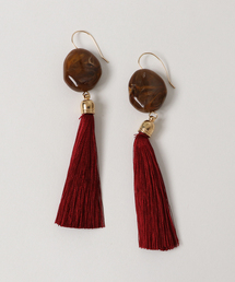 【glou】Fake Stone Long Tassel Pierce