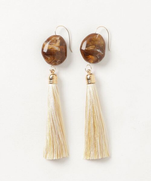TONE SELECT GOODS(トーンセレクトグッズ)の「【glou】Fake Stone Long Tassel Pierce(ピアス(両耳用)・レディース・ブラウン/グレー/レッド/グリーン/ブルー/クリーム/ライトブルー/ベージュ/ピンク/ゴールド系その他/スカイブルー/カーキ・FREE)」の12枚目の写真