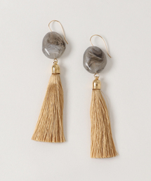 【glou】Fake Stone Long Tassel Pierce