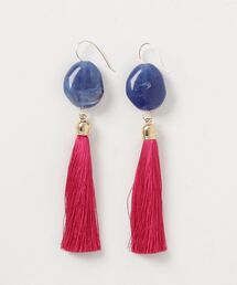 【glou】Fake Stone Long Tassel Pierce