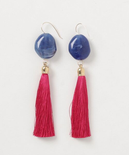 TONE SELECT GOODS(トーンセレクトグッズ)の「【glou】Fake Stone Long Tassel Pierce(ピアス(両耳用)・レディース・ブラウン/グレー/レッド/グリーン/ブルー/クリーム/ライトブルー/ベージュ/ピンク/ゴールド系その他/スカイブルー/カーキ・FREE)」の10枚目の写真