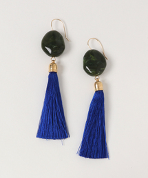 【glou】Fake Stone Long Tassel Pierce