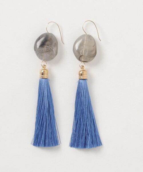 TONE SELECT GOODS(トーンセレクトグッズ)の「【glou】Fake Stone Long Tassel Pierce(ピアス(両耳用)・レディース・ブラウン/グレー/レッド/グリーン/ブルー/クリーム/ライトブルー/ベージュ/ピンク/ゴールド系その他/スカイブルー/カーキ・FREE)」の8枚目の写真