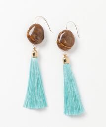 【glou】Fake Stone Long Tassel Pierce