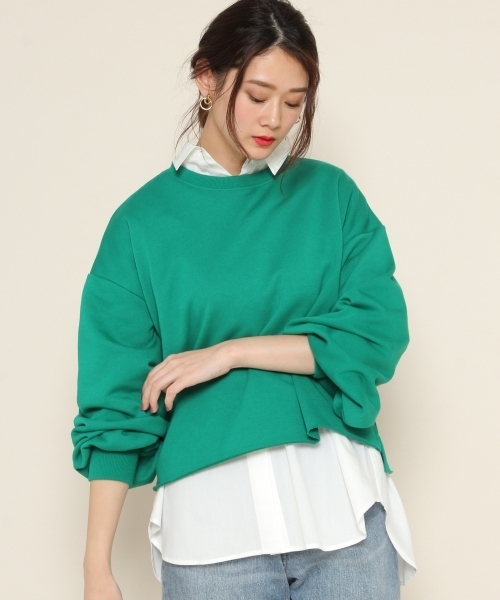 PAGEBOY（ページボーイ）の「ウラケボリュームスリーブスウェット（スウェット・レディース・ブラック/オフホワイト/オリーブ/クリーム・FREE）」の4枚目の写真