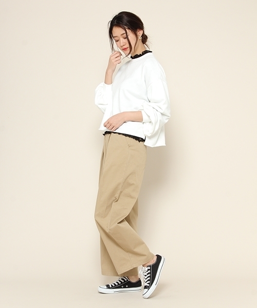 PAGEBOY（ページボーイ）の「ウラケボリュームスリーブスウェット（スウェット・レディース・ブラック/オフホワイト/オリーブ/クリーム・FREE）」の7枚目の写真