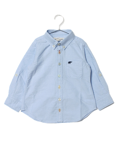 green label relaxing（グリーンレーベルリラクシング）の「◎C クレイジーホール シャツ ロングスリーブ（シャツ/ブラウス・キッズ・ホワイト/ライトブルー・XS/95/S/105/M/115/L/125/XL/135）」の2枚目の写真