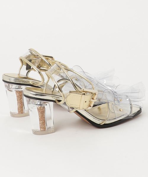 UNITED TOKYO（ユナイテッドトウキョウ）の「ラッフルラメヒールサンダル（サンダル・レディース・ブラック/ゴールド・0/1/2）」の5枚目の写真