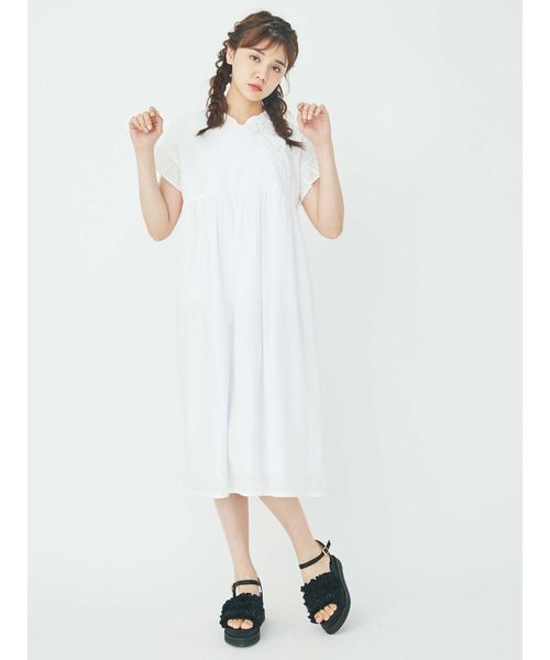 merry jenny（メリージェニー）の「チャイナボタンワンピース（ワンピース・レディース・オフホワイト/ブラック/ピンク・FREE）」の7枚目の写真