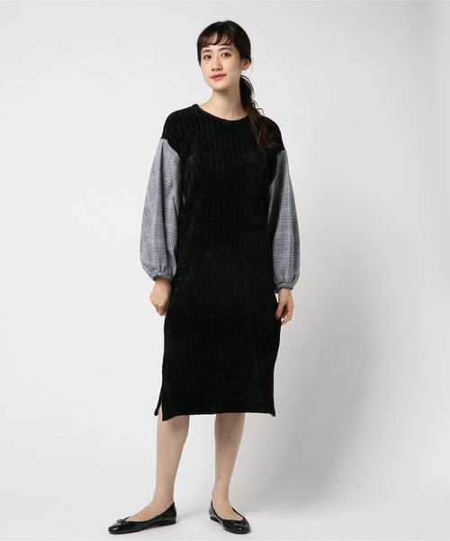 チャイハネ ワンピース モールニットソー グレンチェックワンピース ワンピース Yul チャイハネ チャイハネ のファッション ワンピース セール