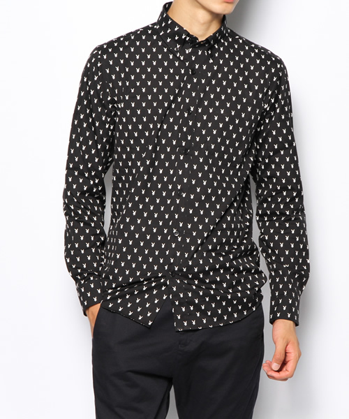 HYSTERIC GLAMOUR（ヒステリックグラマー）の「RABBITHEAD DOTS総柄 長袖ボタンダウンSH（シャツ/ブラウス・メンズ・ホワイト系その他/ブラック系その他・SMALL/MEDIUM/LARGE）」の2枚目の写真