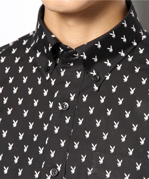 HYSTERIC GLAMOUR（ヒステリックグラマー）の「RABBITHEAD DOTS総柄 長袖ボタンダウンSH（シャツ/ブラウス・メンズ・ホワイト系その他/ブラック系その他・SMALL/MEDIUM/LARGE）」の3枚目の写真