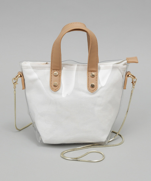 DISCOAT（ディスコート）の「クリアチェーンショルダーバッグ（ショルダーバッグ・レディース・ホワイト/ベージュ/ラベンダー・FREE）」の2枚目の写真