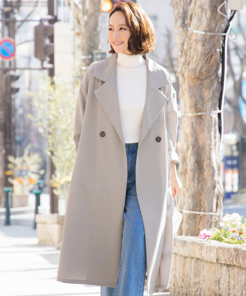 KOBE LETTUCE（コウベレタス）の「チェック配色デザインスプリングトレンチコート（トレンチコート・レディース・グレイッシュベージュ/カーキ/ブラック/ベージュ・FREE）」の12枚目の写真