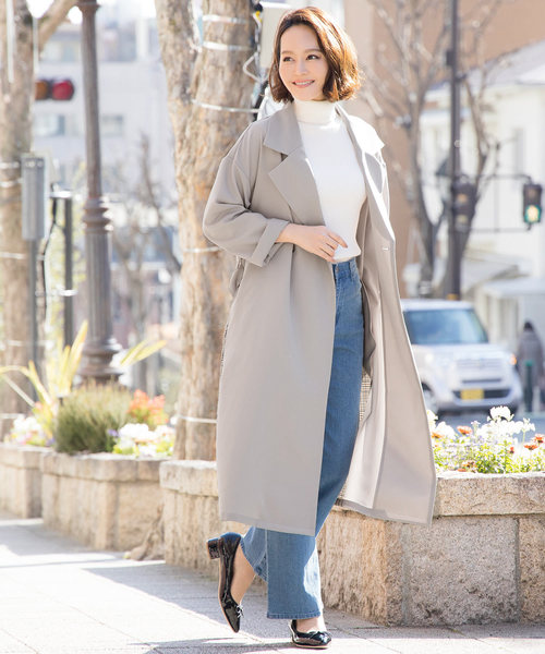 KOBE LETTUCE（コウベレタス）の「チェック配色デザインスプリングトレンチコート（トレンチコート・レディース・グレイッシュベージュ/カーキ/ブラック/ベージュ・FREE）」の16枚目の写真