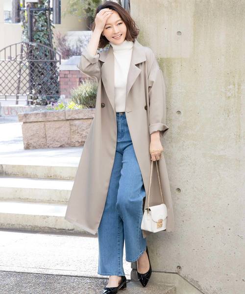 KOBE LETTUCE（コウベレタス）の「チェック配色デザインスプリングトレンチコート（トレンチコート・レディース・グレイッシュベージュ/カーキ/ブラック/ベージュ・FREE）」の20枚目の写真