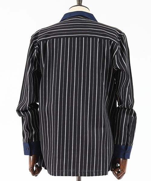 Jih Nunc(ジーヌンク)の「ms3828-インディゴ硫化染めドビーシャツ(シャツ/ブラウス・メンズ・ブラック/ネイビー・S/M/L)」の4枚目の写真