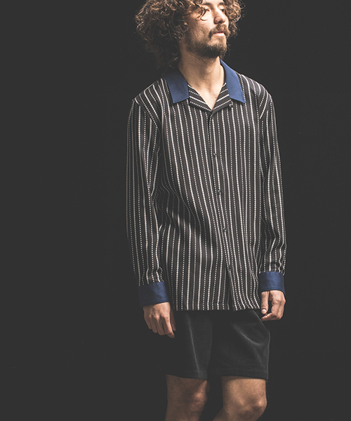 Jih Nunc(ジーヌンク)の「ms3828-インディゴ硫化染めドビーシャツ(シャツ/ブラウス・メンズ・ブラック/ネイビー・S/M/L)」の11枚目の写真