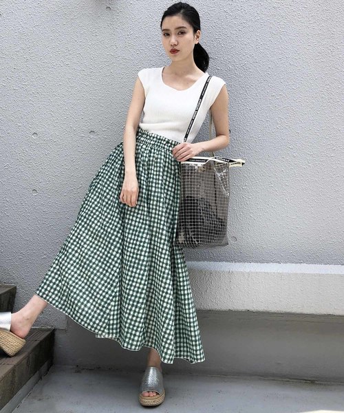 PICCIN（ピッチン）の「【WEB限定】ギンガムチェックギャザーフレア