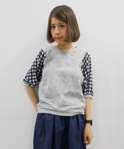 CIAOPANIC（チャオパニック）の「【Ciaopanic】袖シフォンミニ裏毛（Tシャツ/カットソー・レディース・アイボリー/ブラック/グレー/サックスブルー/ネイビー/オフホワイト・FREE）」の5枚目の写真