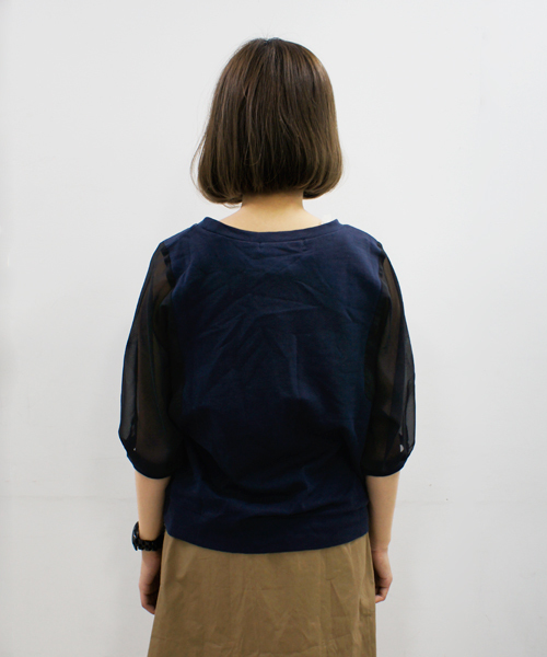 CIAOPANIC（チャオパニック）の「【Ciaopanic】袖シフォンミニ裏毛（Tシャツ/カットソー・レディース・アイボリー/ブラック/グレー/サックスブルー/ネイビー/オフホワイト・FREE）」の11枚目の写真