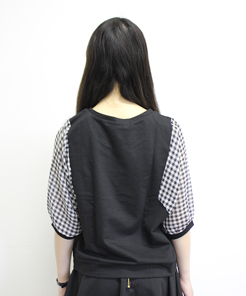 CIAOPANIC（チャオパニック）の「【Ciaopanic】袖シフォンミニ裏毛（Tシャツ/カットソー・レディース・アイボリー/ブラック/グレー/サックスブルー/ネイビー/オフホワイト・FREE）」の14枚目の写真