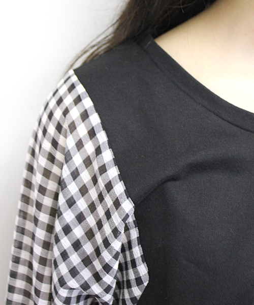 CIAOPANIC（チャオパニック）の「【Ciaopanic】袖シフォンミニ裏毛（Tシャツ/カットソー・レディース・アイボリー/ブラック/グレー/サックスブルー/ネイビー/オフホワイト・FREE）」の15枚目の写真