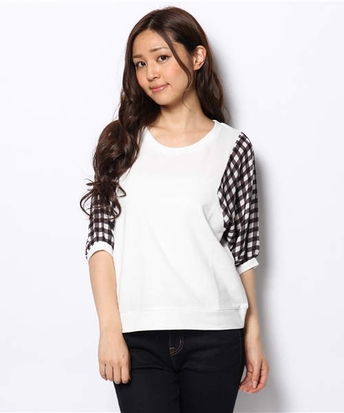 CIAOPANIC（チャオパニック）の「【Ciaopanic】袖シフォンミニ裏毛（Tシャツ/カットソー・レディース・アイボリー/ブラック/グレー/サックスブルー/ネイビー/オフホワイト・FREE）」の3枚目の写真