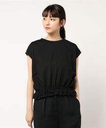 裾ギャザーフレンチスリーブバルーン半袖Tシャツ