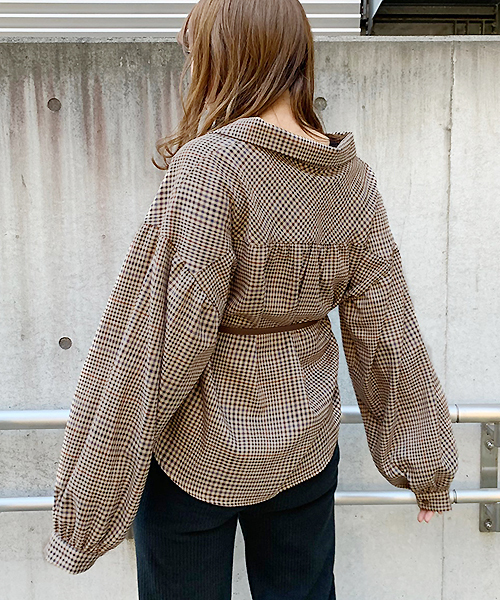 apres jour（アプレジュール）の「チェック袖ボリュームブラウス【ZOZOTOWN限定アイテム】（シャツ/ブラウス・レディース・ダークブラウン/ベージュ/カーキ・フリー）」の6枚目の写真