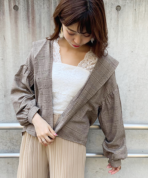 apres jour（アプレジュール）の「チェック袖ボリュームブラウス【ZOZOTOWN限定アイテム】（シャツ/ブラウス・レディース・ダークブラウン/ベージュ/カーキ・フリー）」の10枚目の写真