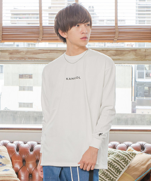 KANGOL(カンゴール)の「MinoriTY別注KANGOL(カンゴール)/裾スピンドルロングTシャツ ビッグシルエット 韓国(Tシャツ/カットソー・メンズ・ホワイト/ブラック/ベージュ/グリーン・M/L)」の1枚目の写真
