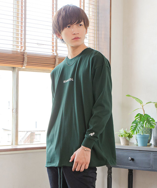 KANGOL(カンゴール)の「MinoriTY別注KANGOL(カンゴール)/裾スピンドルロングTシャツ ビッグシルエット 韓国(Tシャツ/カットソー・メンズ・ホワイト/ブラック/ベージュ/グリーン・M/L)」の4枚目の写真