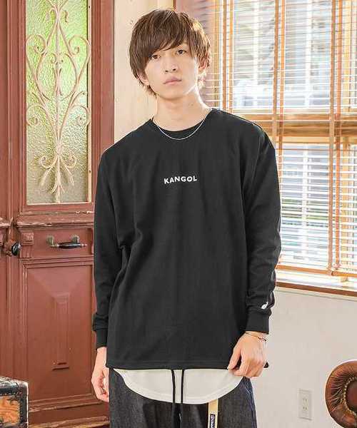 KANGOL(カンゴール)の「MinoriTY別注KANGOL(カンゴール)/裾スピンドルロングTシャツ ビッグシルエット 韓国(Tシャツ/カットソー・メンズ・ホワイト/ブラック/ベージュ/グリーン・M/L)」の2枚目の写真