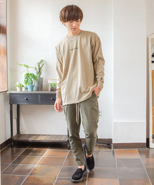 KANGOL(カンゴール)の「MinoriTY別注KANGOL(カンゴール)/裾スピンドルロングTシャツ ビッグシルエット 韓国(Tシャツ/カットソー・メンズ・ホワイト/ブラック/ベージュ/グリーン・M/L)」の7枚目の写真