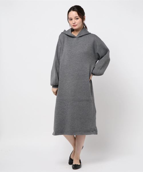 STYLEBLOCK(スタイルブロック)の「ミラノリブ天竺編みパーカーニットワンピース(ワンピース・レディース・ダークグレー/ダークベージュ/ブラック/ブラウン/アイボリー・M)」の8枚目の写真