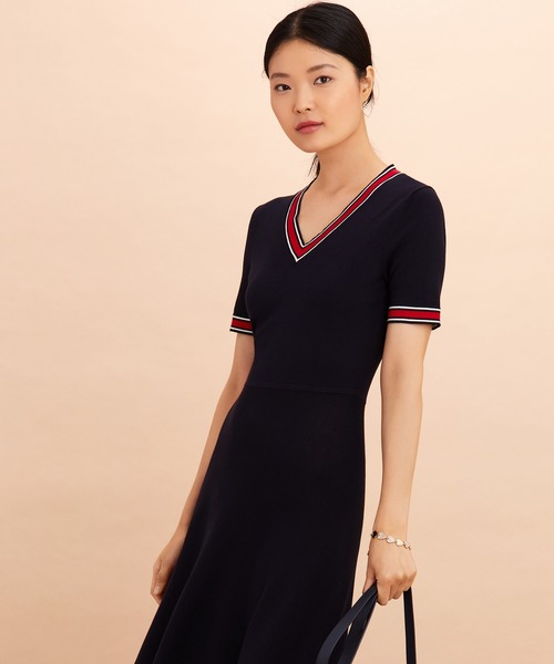 セール Red Fleece レーヨン ナイロン ティッピング Vネックセータードレス ワンピース Brooks Brothers ブルックスブラザーズ のファッション通販 Zozotown