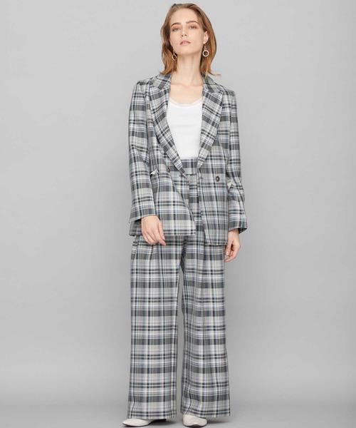 STUDIOUS（ステュディオス）の「【STUDIOUS】メランジチェック セットアップ ダブルジャケット（テーラードジャケット・レディース・マルチ・1/2）」の4枚目の写真